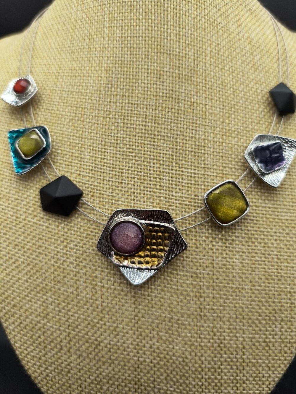 Spoutnik Geometric Modernist Necklace • Colourful Artisan Statement Jewelry